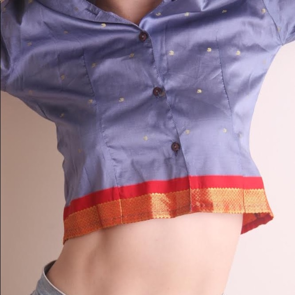 Magazine Button Down Top - Picture 2 of 5